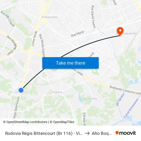 Rodovia Régis Bittencourt (Br 116) - Viaduto Pompéia to Alto Boqueirão map