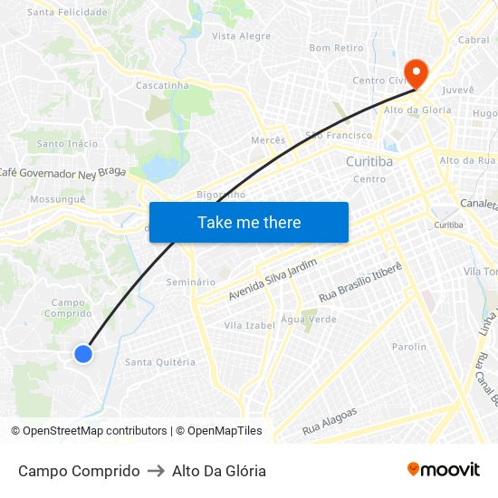 Campo Comprido to Alto Da Glória map
