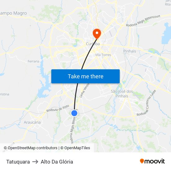 Tatuquara to Alto Da Glória map