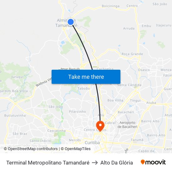 Terminal Metropolitano Tamandaré to Alto Da Glória map