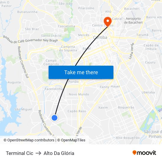 Terminal Cic to Alto Da Glória map