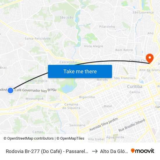 Rodovia Br-277 (Do Café) - Passarela Brf to Alto Da Glória map