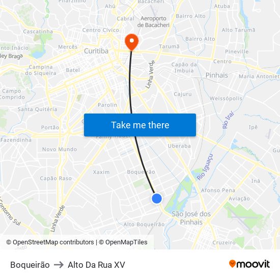 Boqueirão to Alto Da Rua XV map