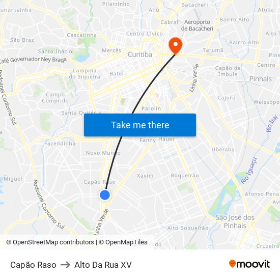 Capão Raso to Alto Da Rua XV map