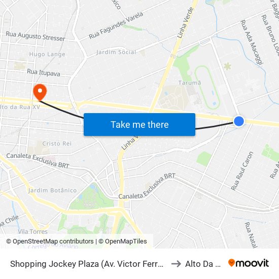 Shopping Jockey Plaza (Av. Victor Ferreira Do Amaral, 2694) to Alto Da Rua XV map