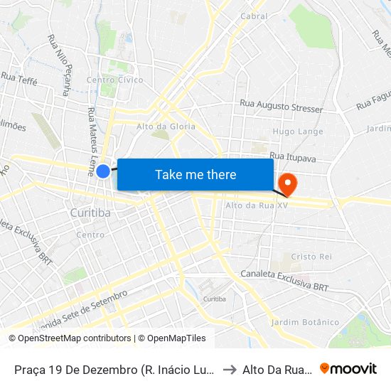 Praça 19 De Dezembro (R. Inácio Lustosa) to Alto Da Rua XV map