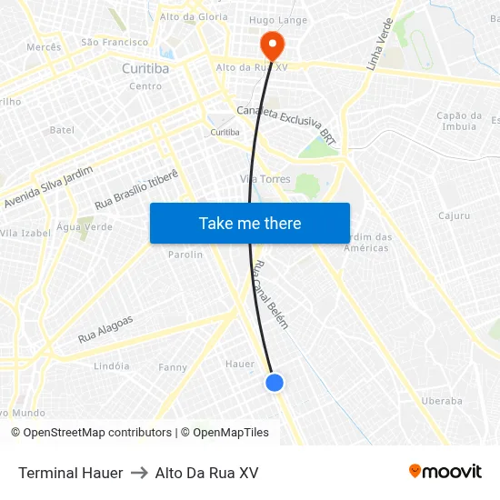 Terminal Hauer to Alto Da Rua XV map