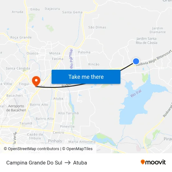 Campina Grande Do Sul to Atuba map