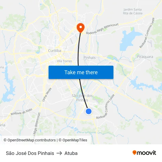 São José Dos Pinhais to Atuba map
