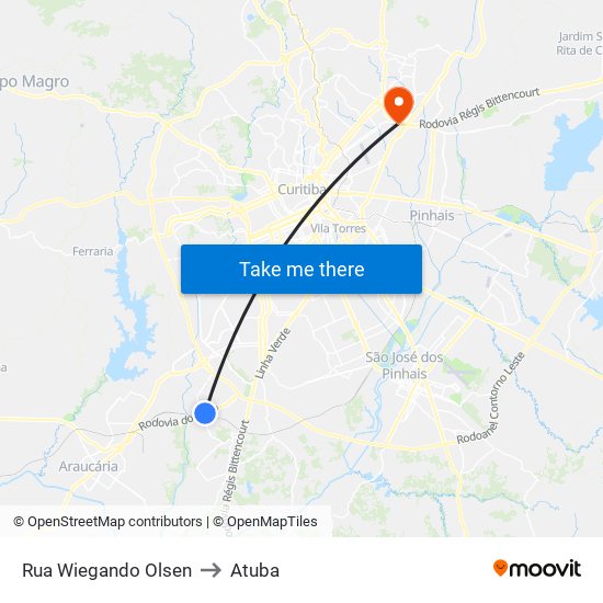 Rua Wiegando Olsen to Atuba map
