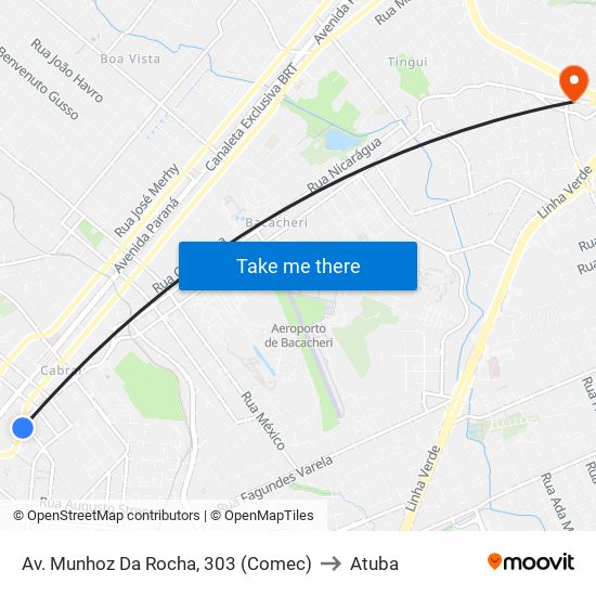 Av. Munhoz Da Rocha, 303 (Comec) to Atuba map