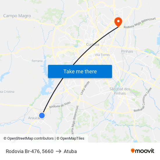 Rodovia Br-476, 5660 to Atuba map