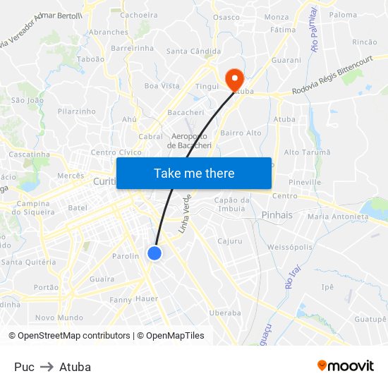 Puc to Atuba map