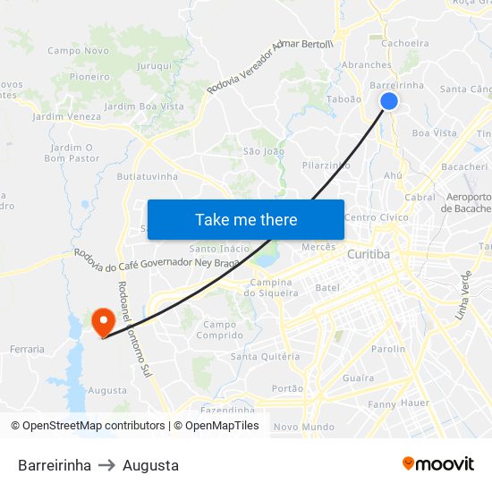 Barreirinha to Augusta map