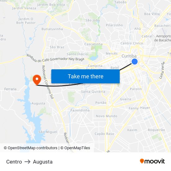 Centro to Augusta map