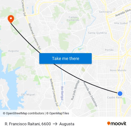 R. Francisco Raitani, 6600 to Augusta map