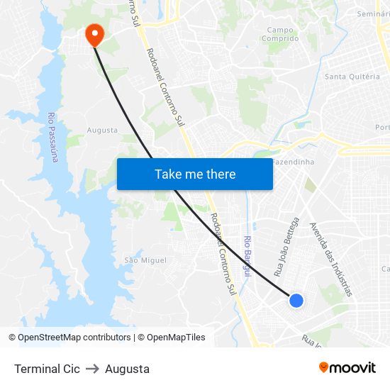 Terminal Cic to Augusta map