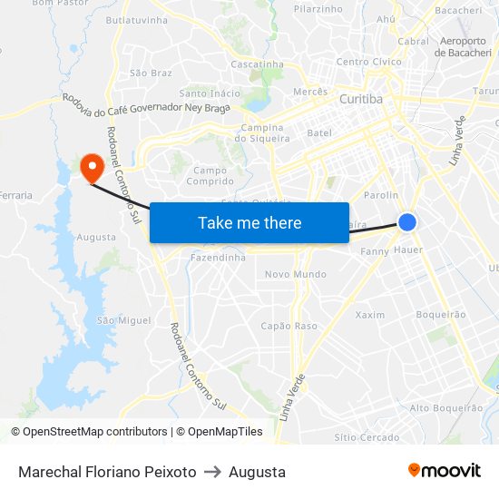 Marechal Floriano Peixoto to Augusta map