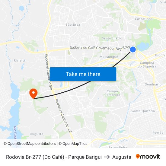 Rodovia Br-277 (Do Café) - Parque Barigui to Augusta map