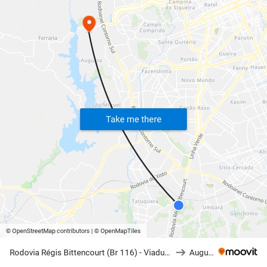 Rodovia Régis Bittencourt (Br 116) - Viaduto Pompéia to Augusta map