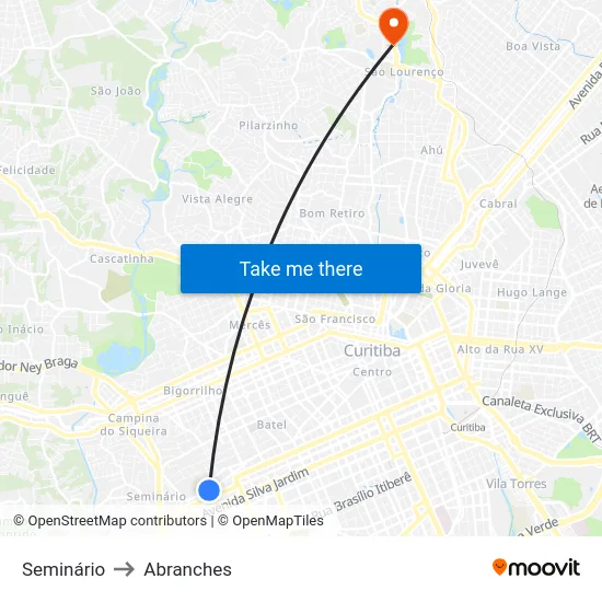 Seminário to Abranches map