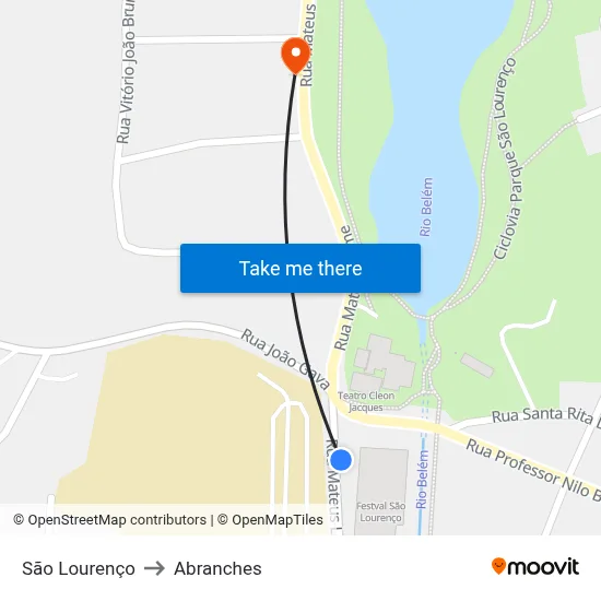 São Lourenço to Abranches map