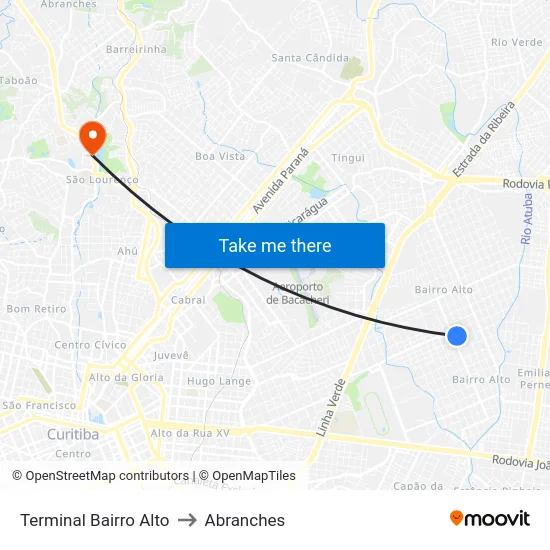Terminal Bairro Alto to Abranches map