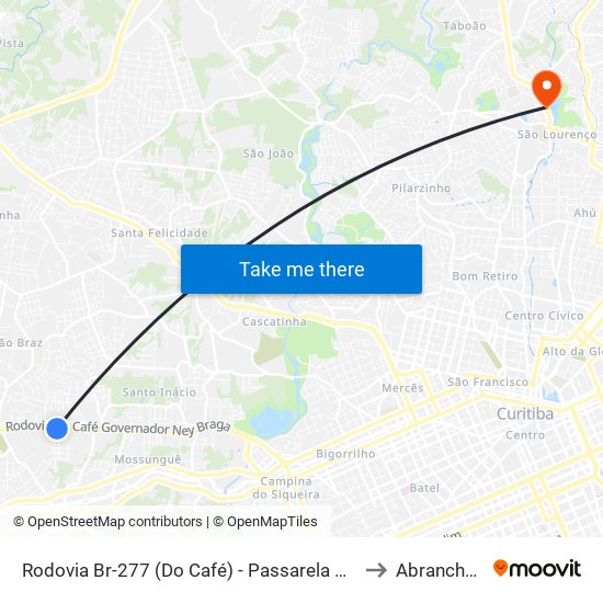 Rodovia Br-277 (Do Café) - Passarela Brf to Abranches map