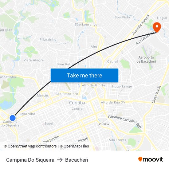 Campina Do Siqueira to Bacacheri map