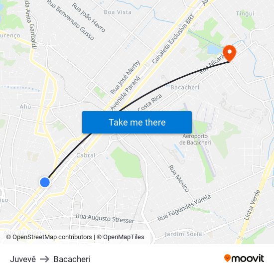 Juvevê to Bacacheri map