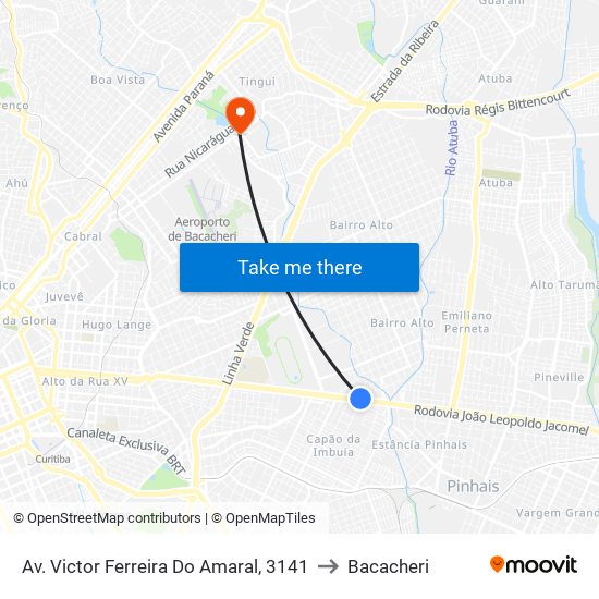 Av. Victor Ferreira Do Amaral, 3141 to Bacacheri map