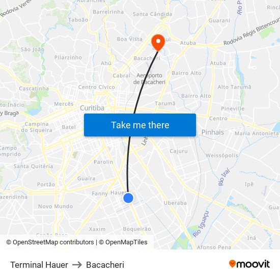 Terminal Hauer to Bacacheri map