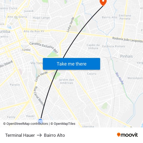 Terminal Hauer to Bairro Alto map