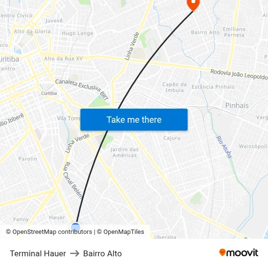 Terminal Hauer to Bairro Alto map