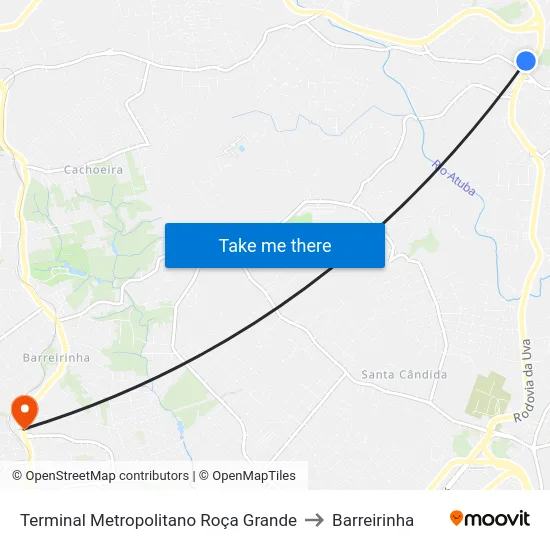 Terminal Metropolitano Roça Grande to Barreirinha map