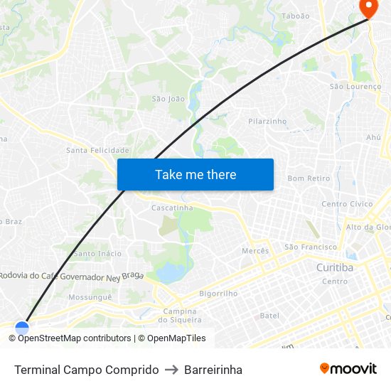 Terminal Campo Comprido to Barreirinha map