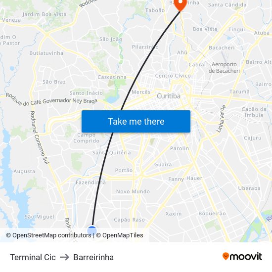 Terminal Cic to Barreirinha map