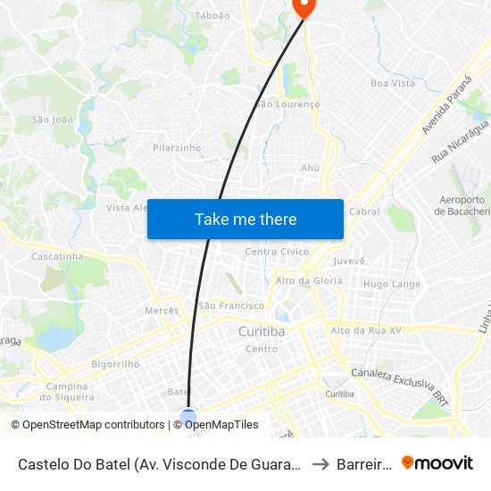 Castelo Do Batel (Av. Visconde De Guarapuava, 4610) to Barreirinha map