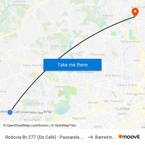 Rodovia Br-277 (Do Café) - Passarela Brf to Barreirinha map