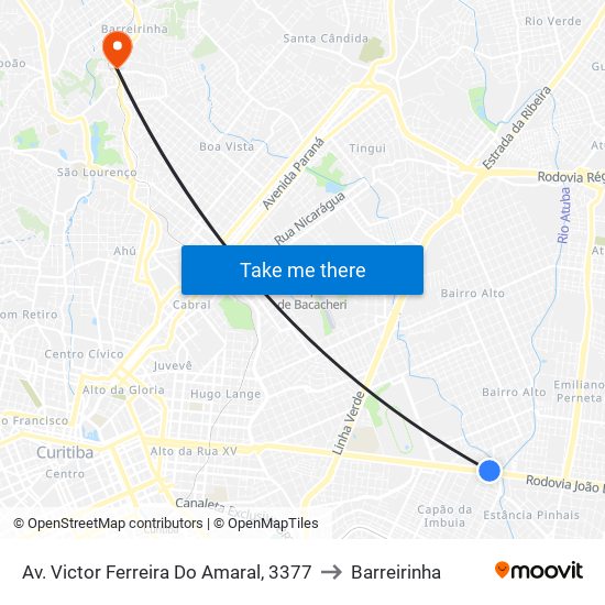 Av. Victor Ferreira Do Amaral, 3377 to Barreirinha map