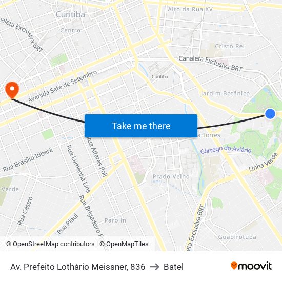 Av. Prefeito Lothário Meissner, 836 to Batel map