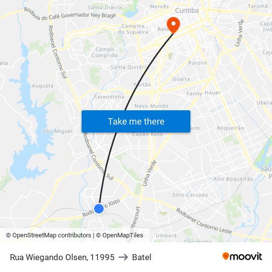 Rua Wiegando Olsen, 11995 to Batel map
