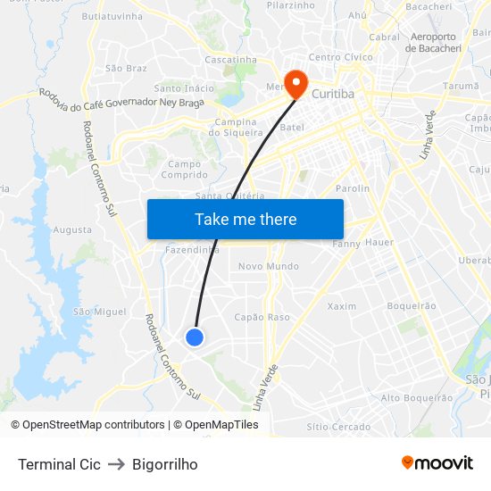 Terminal Cic to Bigorrilho map