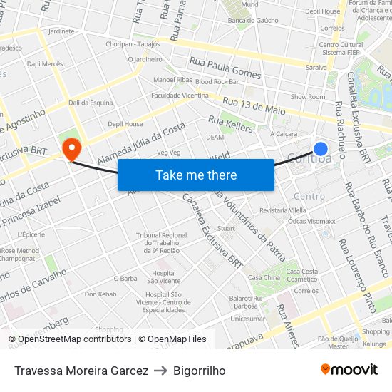 Travessa Moreira Garcez to Bigorrilho map