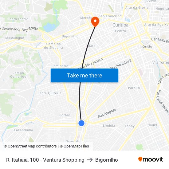 R. Itatiaia, 100 - Ventura Shopping to Bigorrilho map