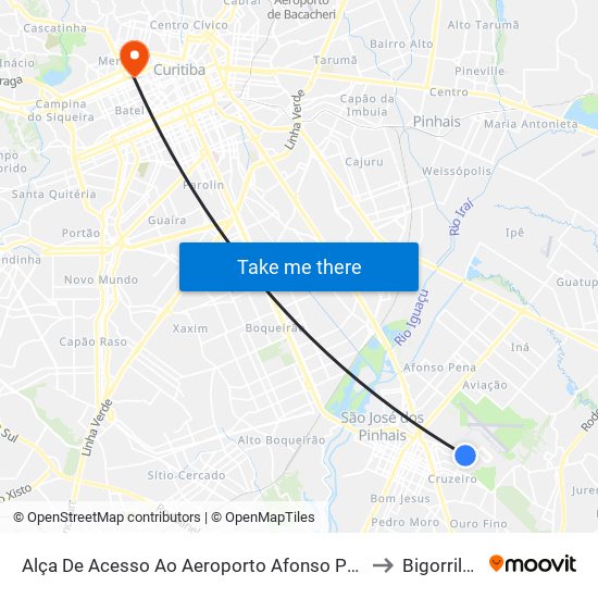 Alça De Acesso Ao Aeroporto Afonso Pena to Bigorrilho map