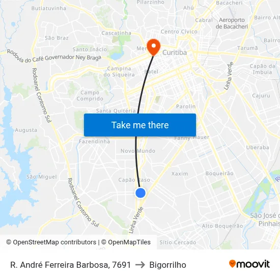 R. André Ferreira Barbosa, 7691 to Bigorrilho map