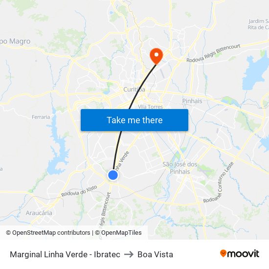 Marginal Linha Verde - Ibratec to Boa Vista map