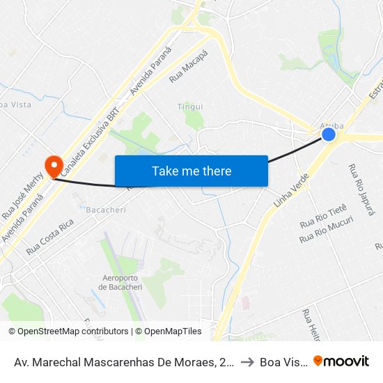 Av. Marechal Mascarenhas De Moraes, 2400 to Boa Vista map