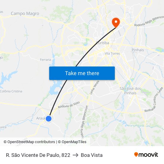 R. São Vicente De Paulo, 822 to Boa Vista map